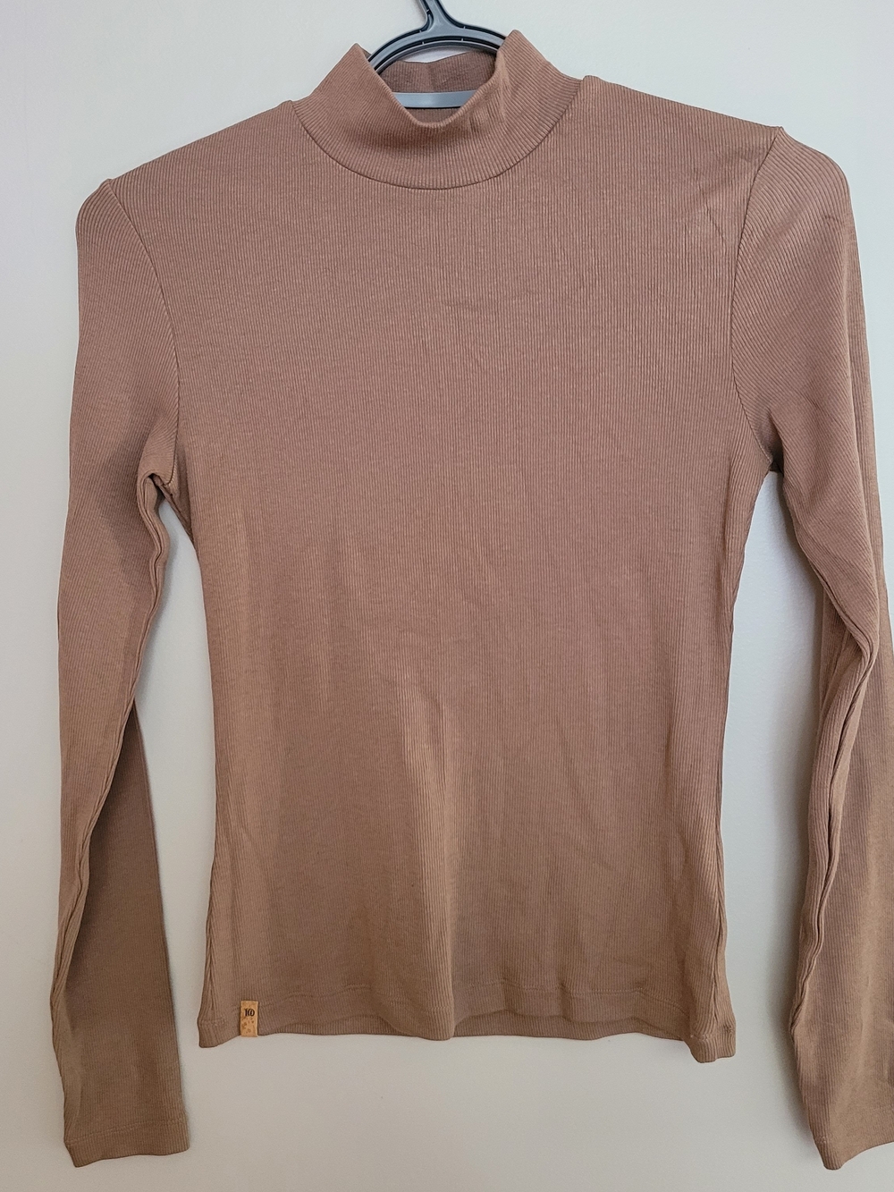 Tentree Ribbed Long Sleeve Turtleneck in Light Brown
